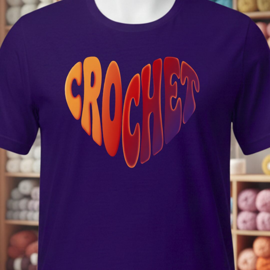 Crochet Heart Sunset T-Shirt Purple t-shirt