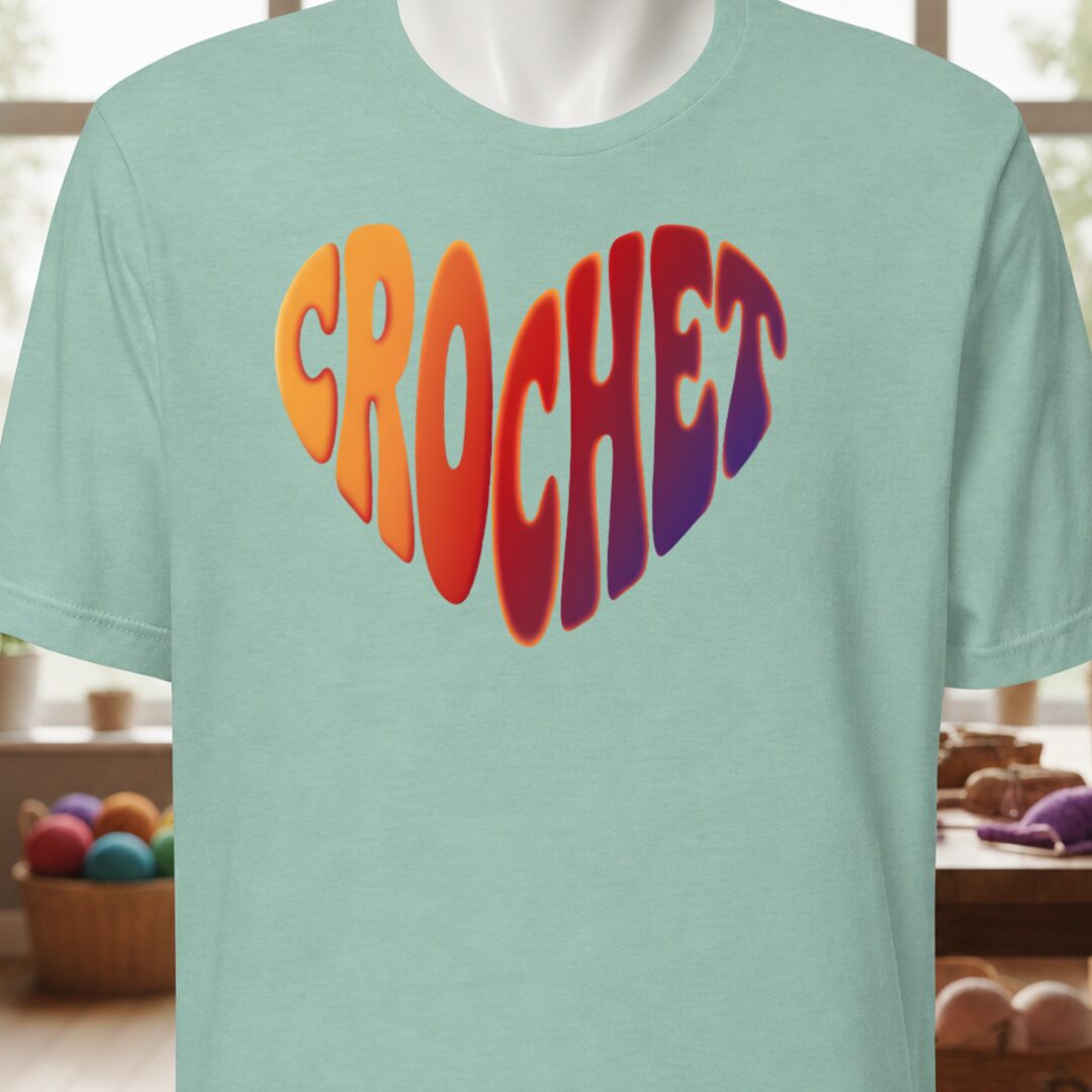 Crochet Heart Sunset T-Shirt Sea Breeze t-shirt