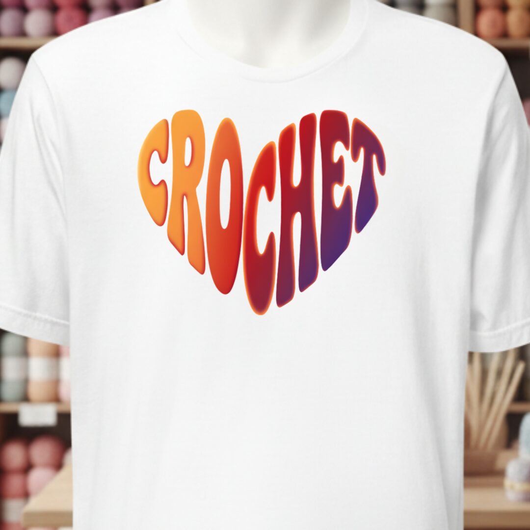 Crochet Heart Sunset T-Shirt White t-shirt