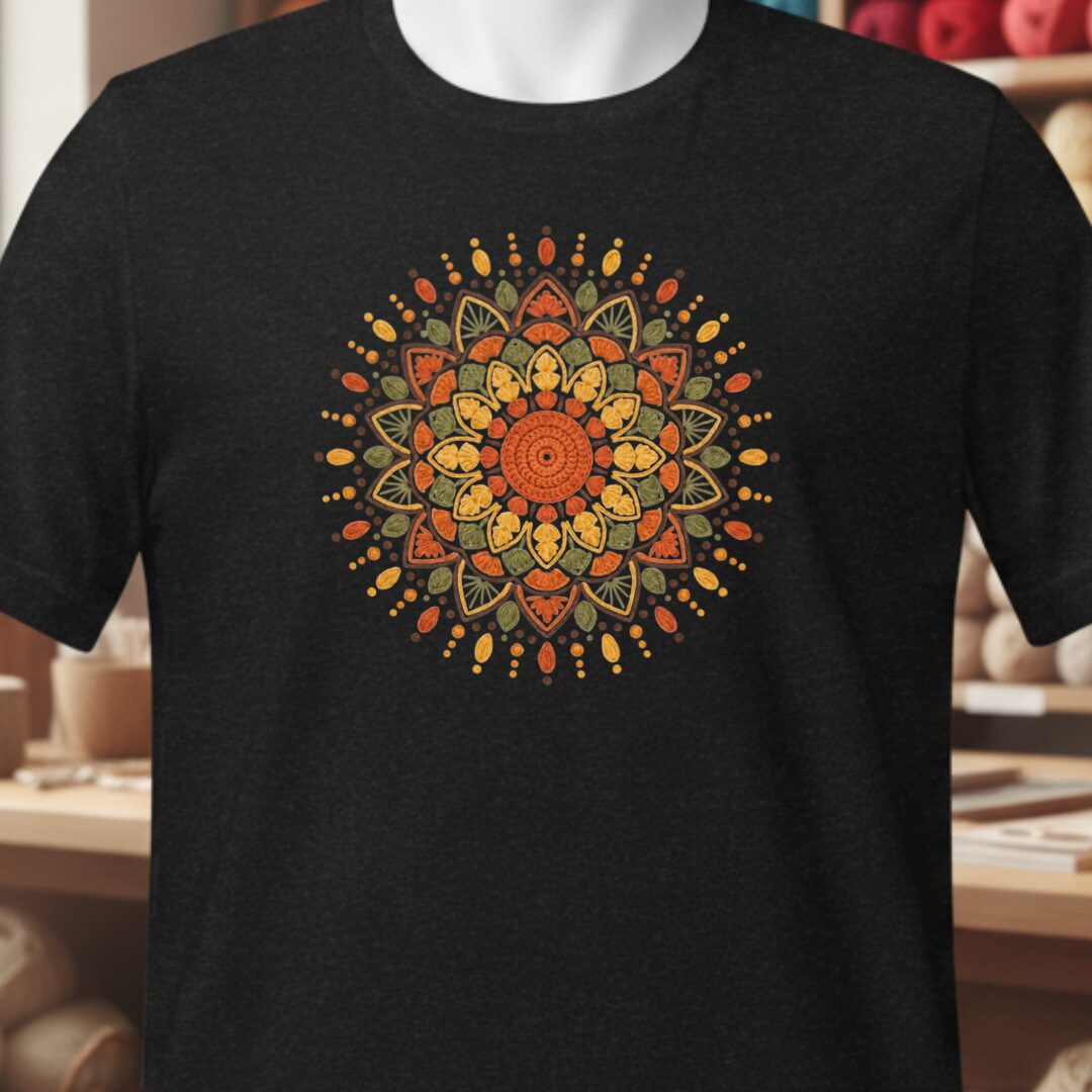 Crochet Mandala T-Shirt Black t-shirt