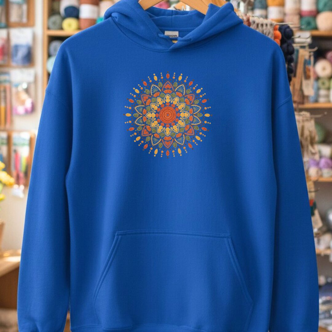 Crochet Mandala Hoodie Royal t-shirt