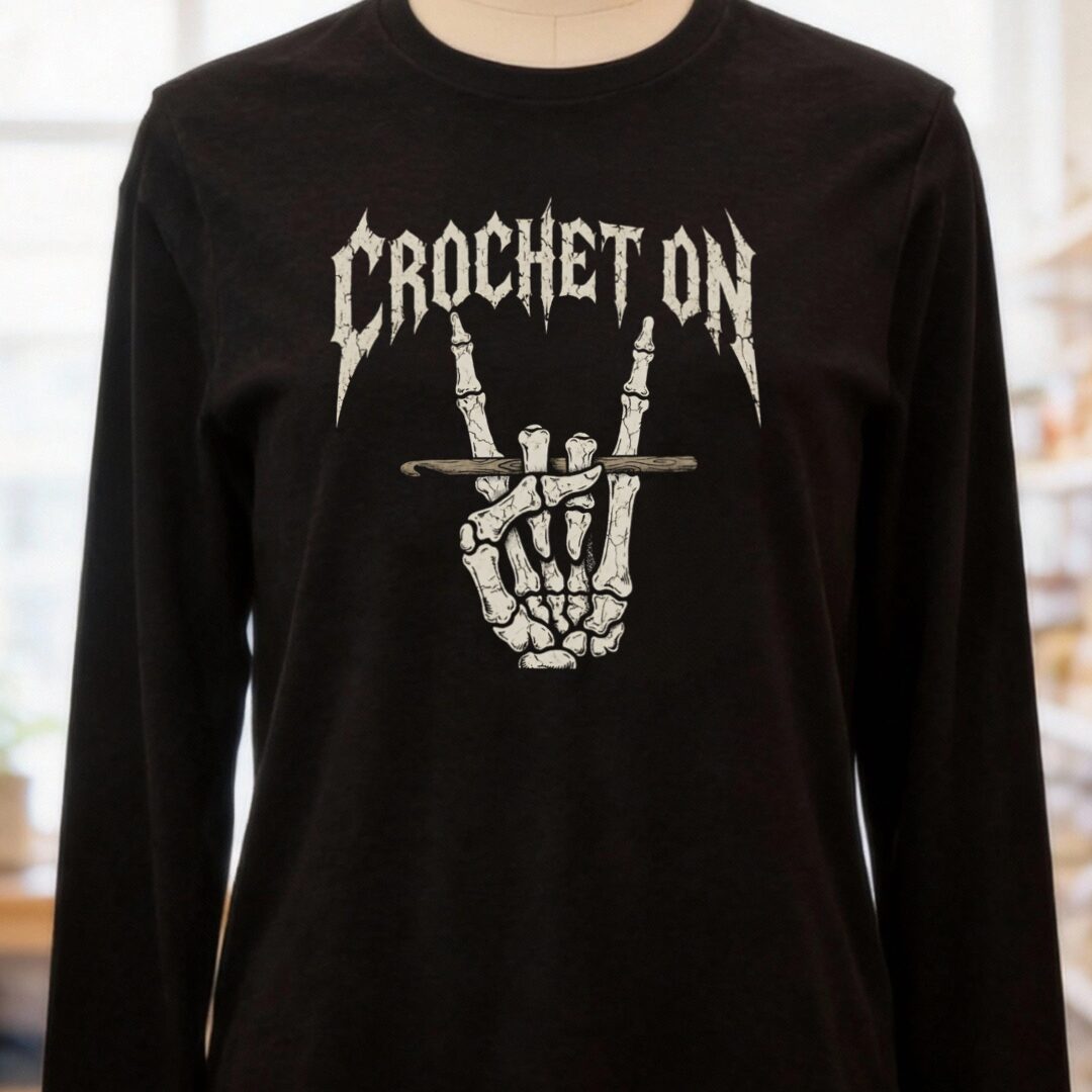 Crochet On Long Sleeve Tee Black t-shirt