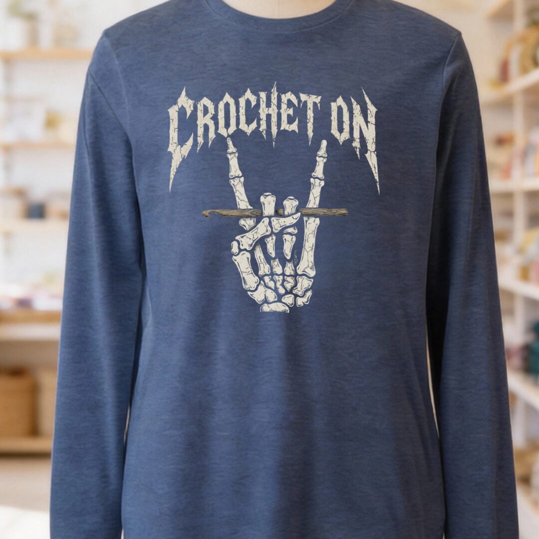 Crochet On Long Sleeve Tee Navy t-shirt