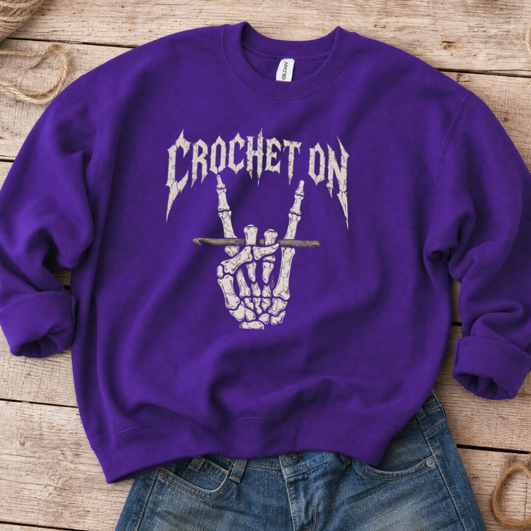 Crochet On Sweatshirt Purple t-shirt