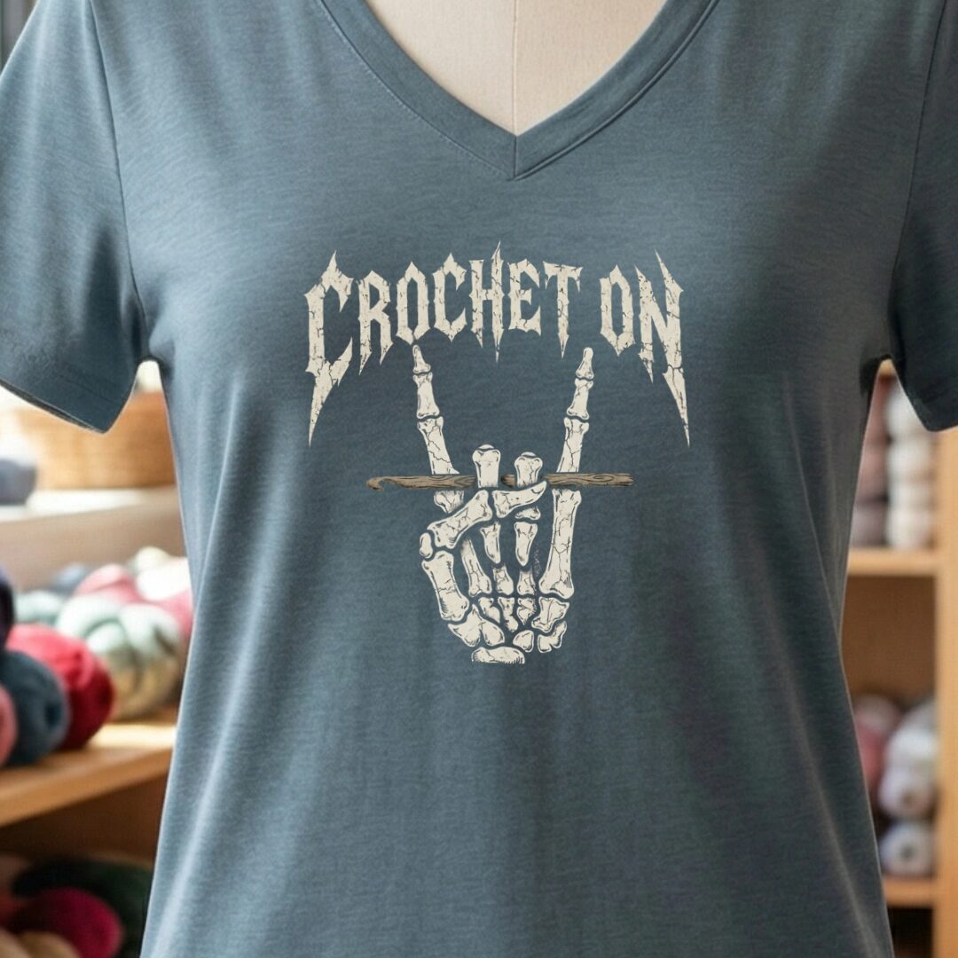 Crochet On V-Neck T-Shirt Slate t-shirt