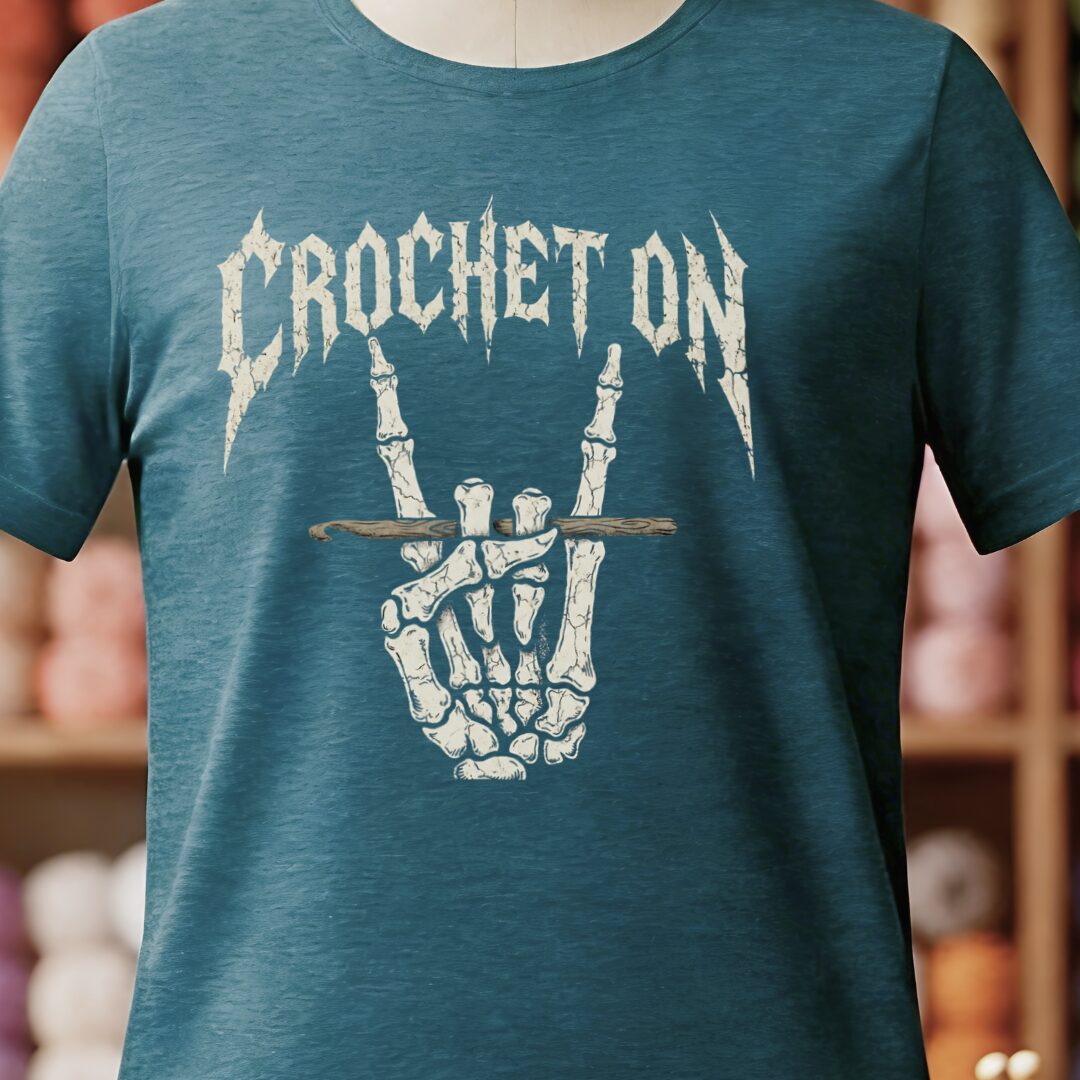 Crochet On T-Shirt Teal Blue t-shirt