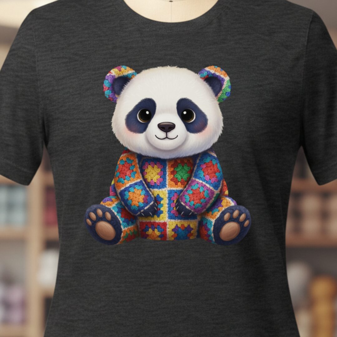 Crochet Panda T-Shirt Dark Grey t-shirt