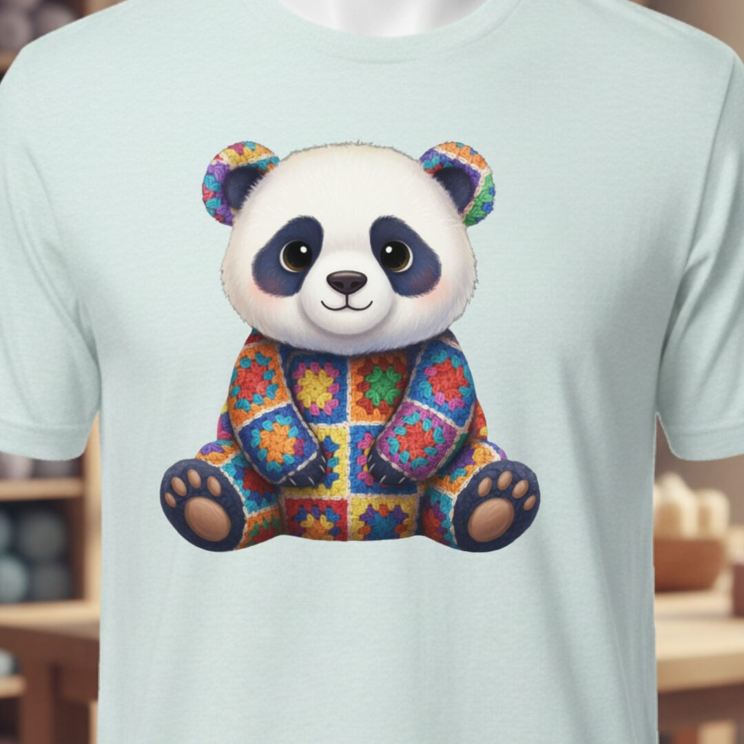 Crochet Panda T-Shirt Ice Blue t-shirt