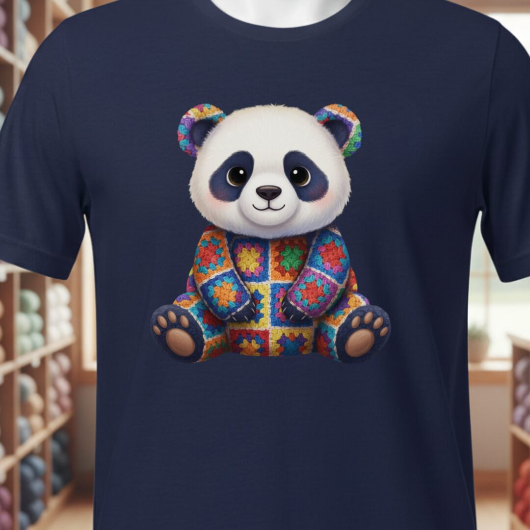 Crochet Panda T-Shirt Navy t-shirt