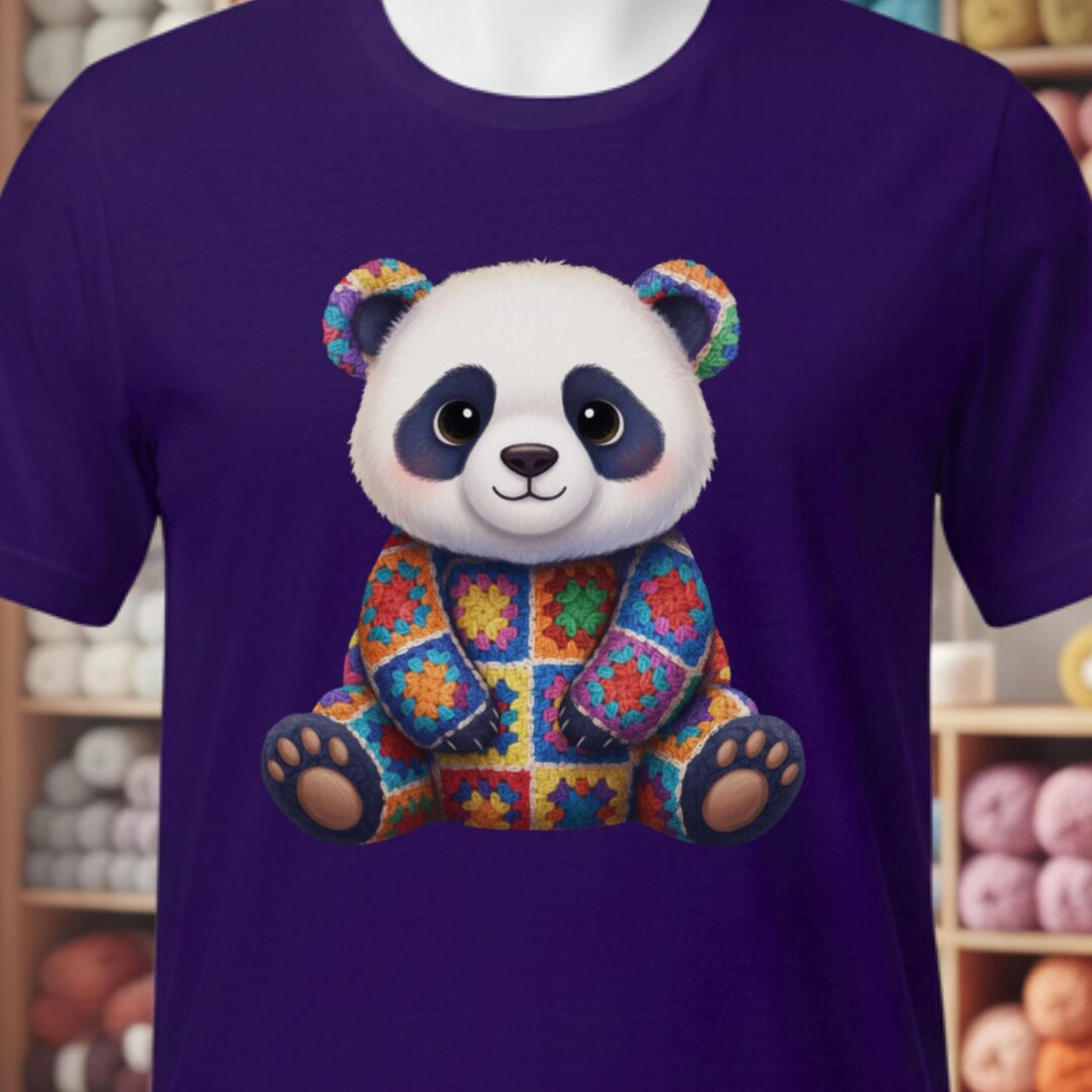 Crochet Panda T-Shirt Purple t-shirt