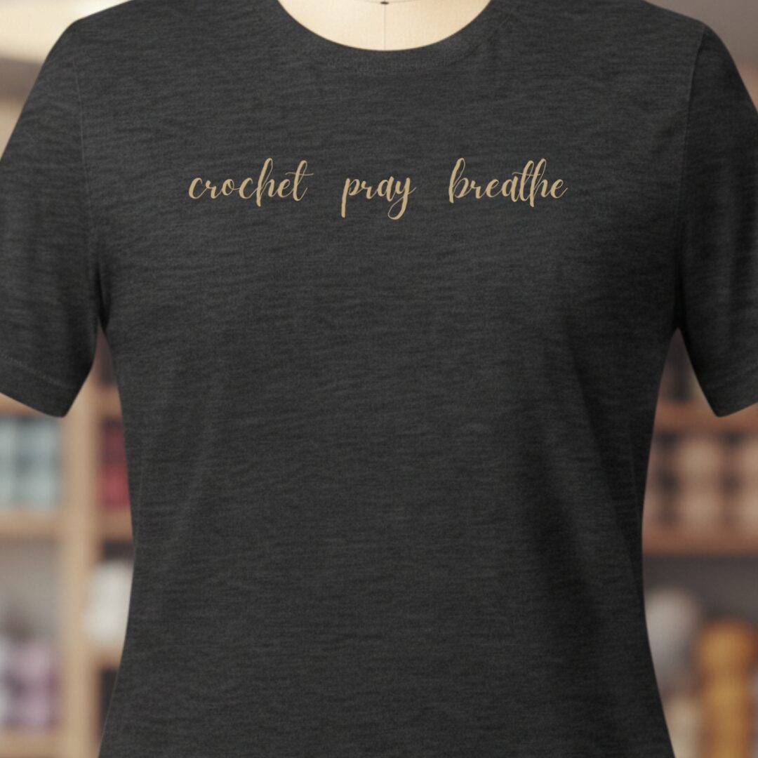 Crochet Pray Breathe T-Shirt Dark Grey t-shirt