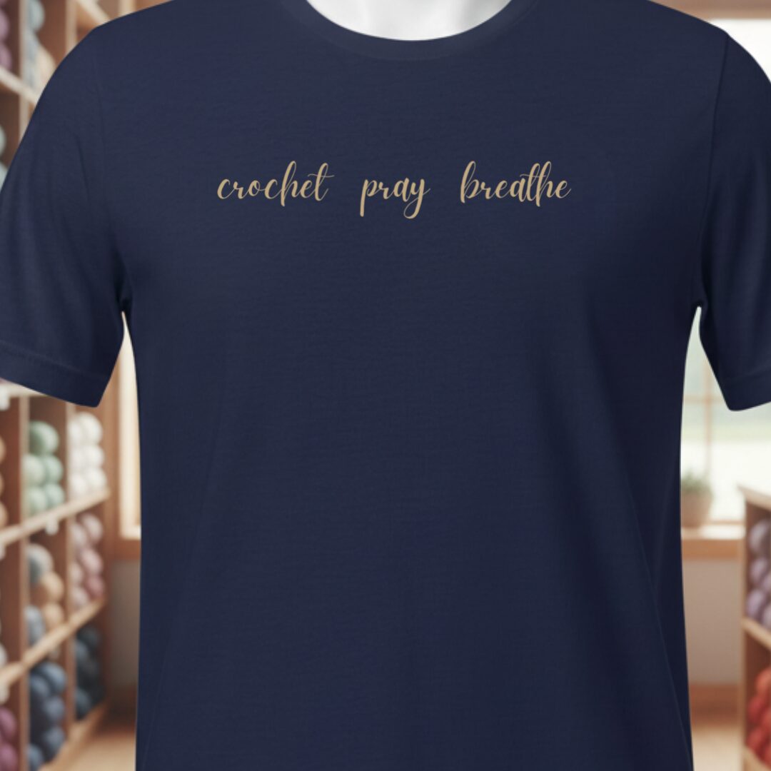 Crochet Pray Breathe T-Shirt Navy t-shirt