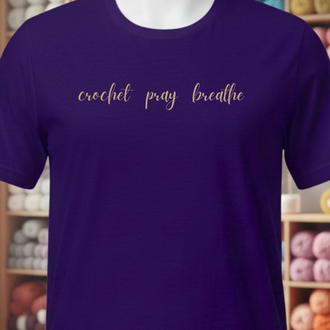Crochet Pray Breathe T-Shirt Purple t-shirt