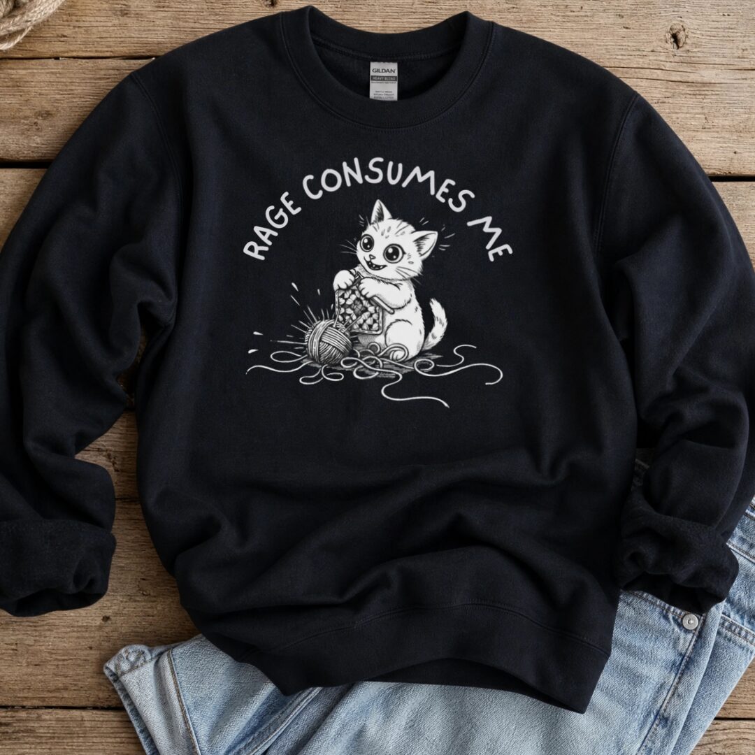 Crochet Rage Consumes Me Sweatshirt Black t-shirt