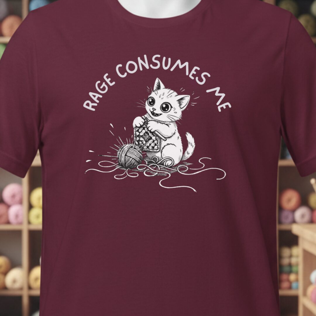Crochet Rage Consumes Me T-Shirt Maroon t-shirt