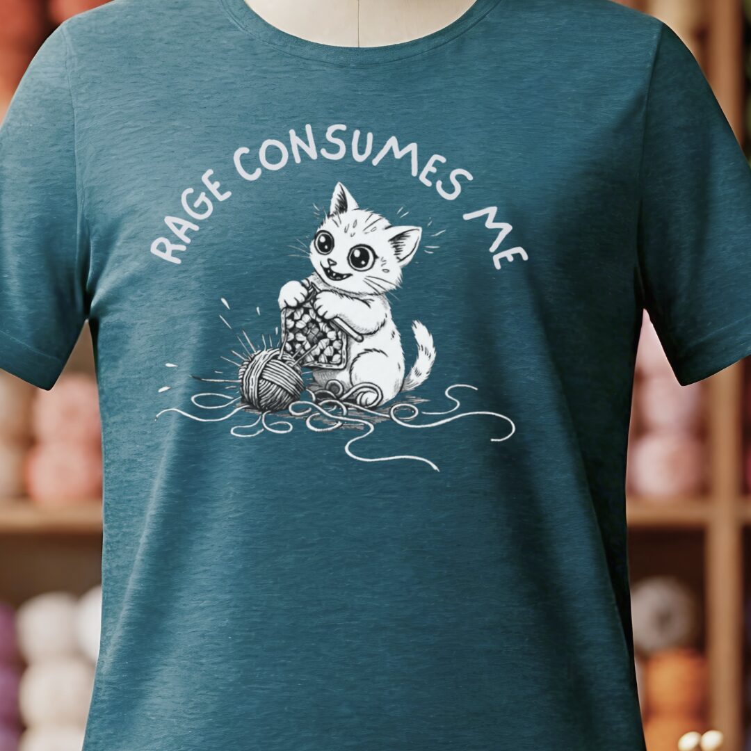 Crochet Rage Consumes Me T-Shirt Teal Blue t-shirt