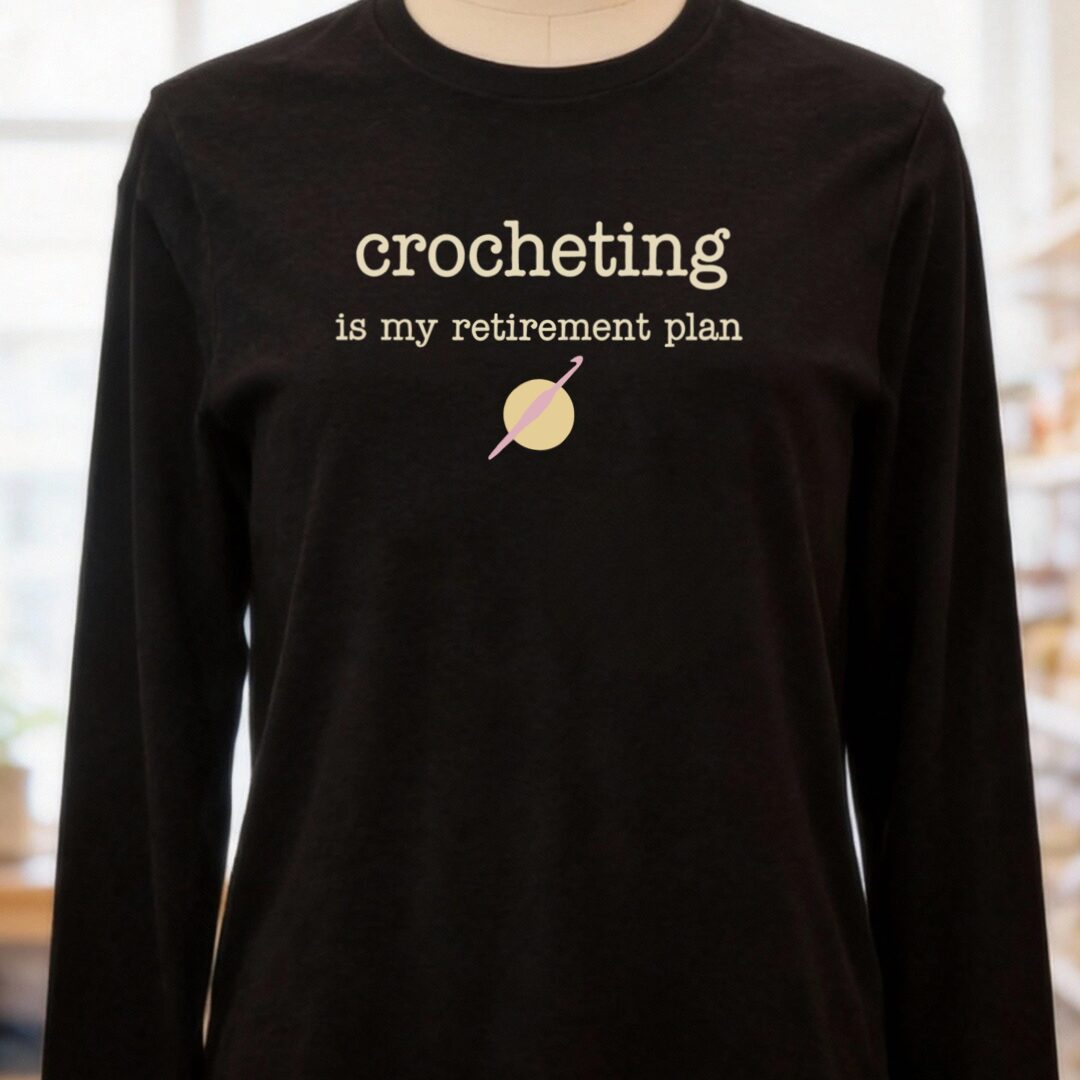 Crochet Retirement Plan Long Sleeve Tee Black Heather t-shirt