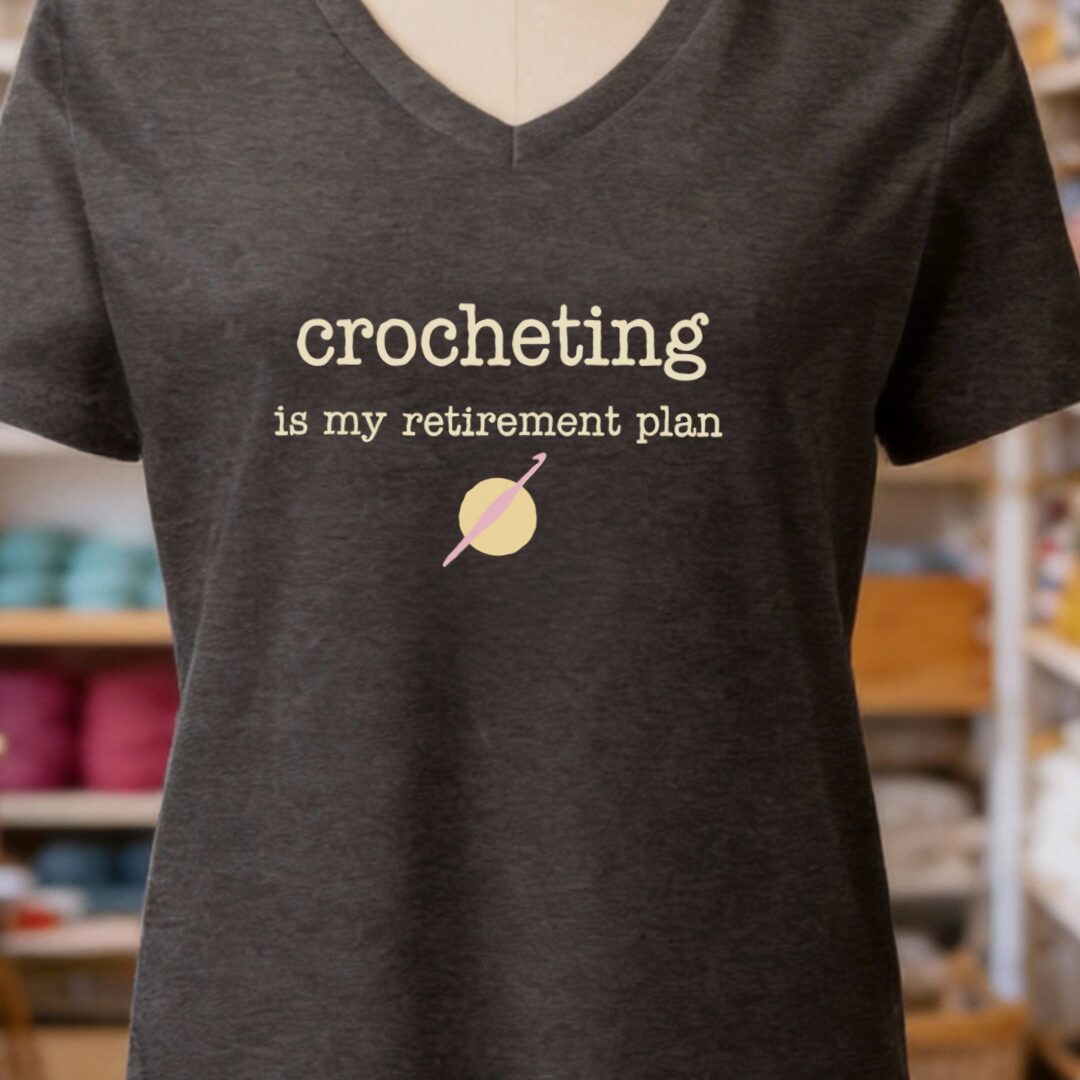 Crochet Retirement Plan V-Neck T-Shirt Dark Grey t-shirt