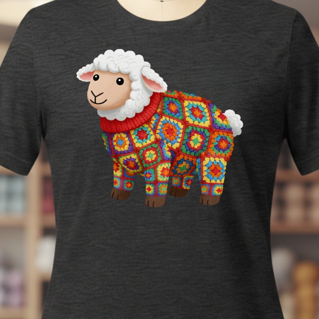 Crochet Sheep T-Shirt Dark Grey t-shirt