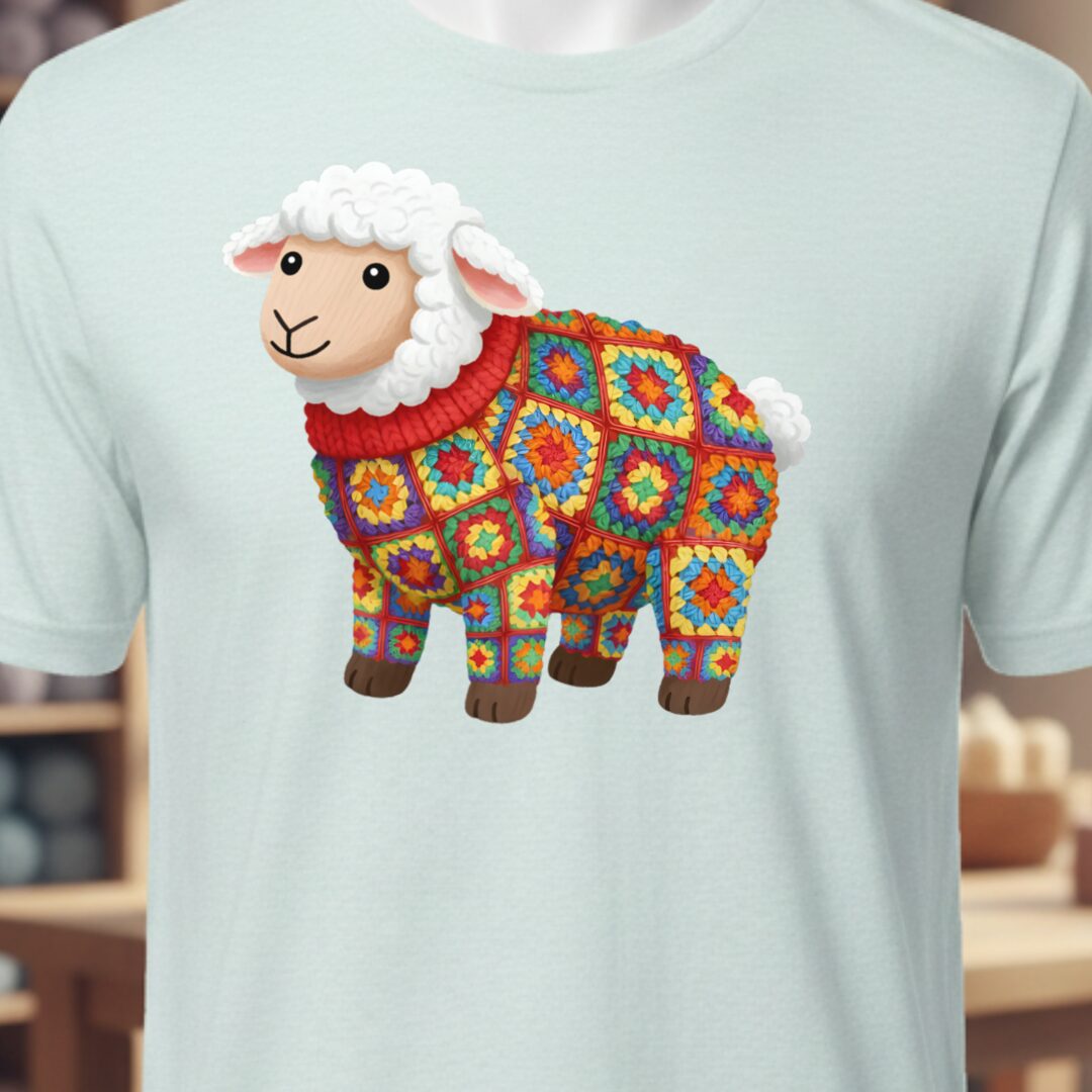 Crochet Sheep T-Shirt Ice Blue t-shirt
