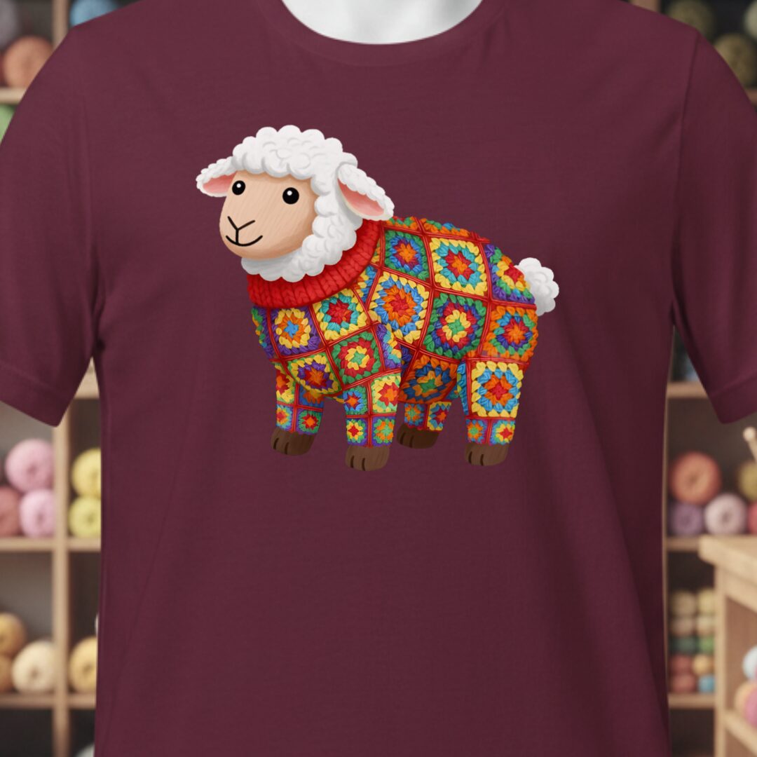 Crochet Sheep T-Shirt Maroon t-shirt