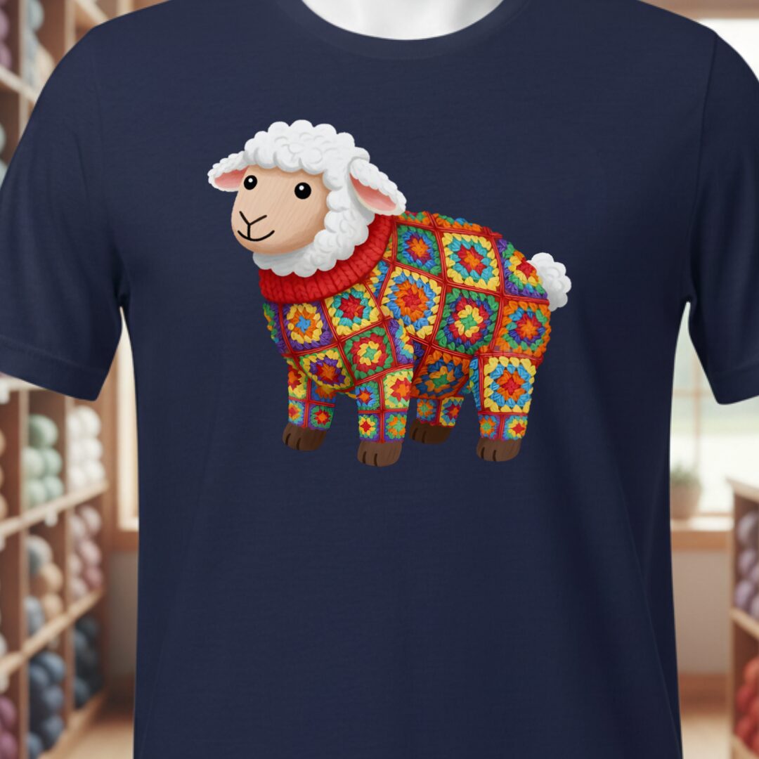 Crochet Sheep T-Shirt Navy t-shirt