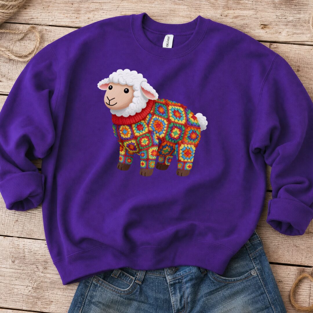 Crochet Sheep Sweatshirt Purple t-shirt