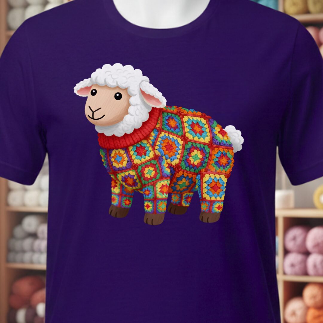 Crochet Sheep T-Shirt Purple t-shirt