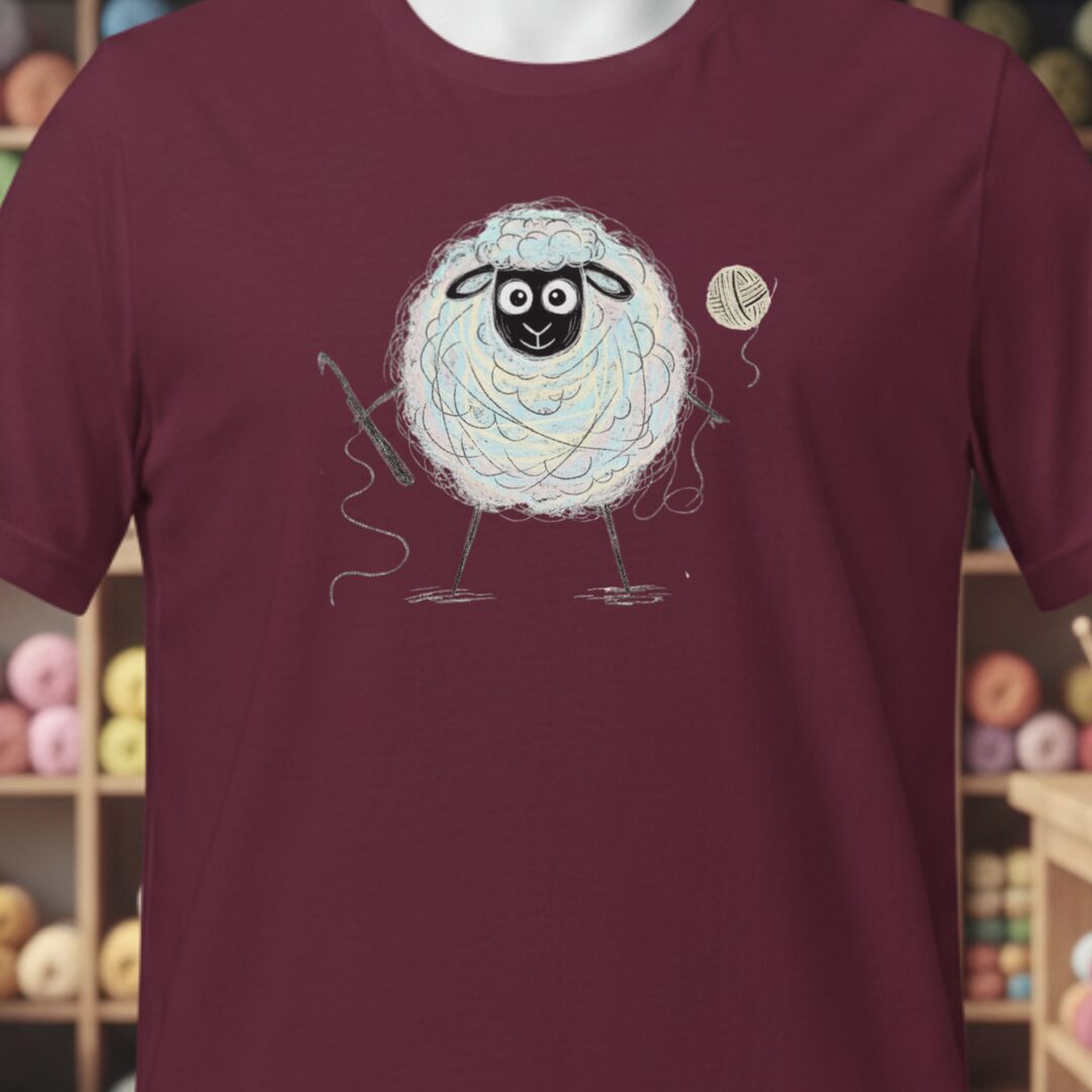 Crochet Sheepet T-Shirt Maroon t-shirt
