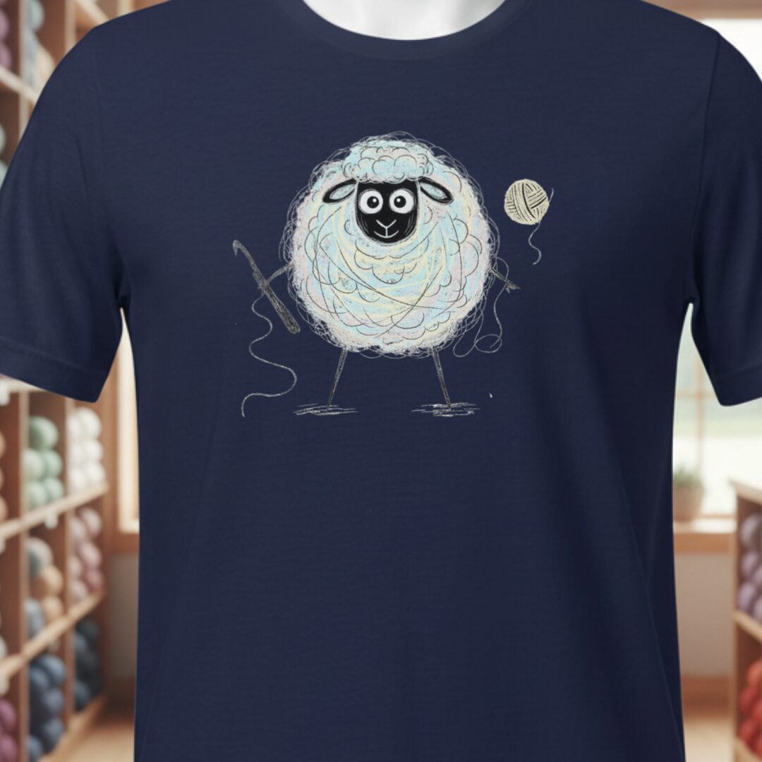 Crochet Sheepet T-Shirt Navy t-shirt