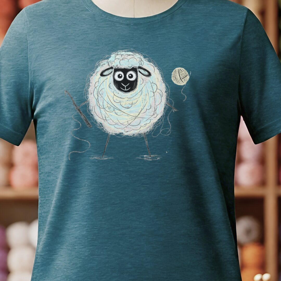 Crochet Sheepet T-Shirt Teal Blue t-shirt