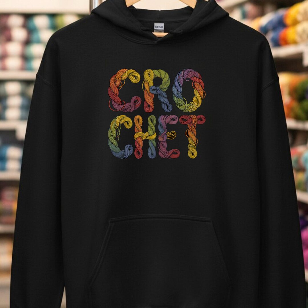 Crochet Skeins Hoodie Black t-shirt