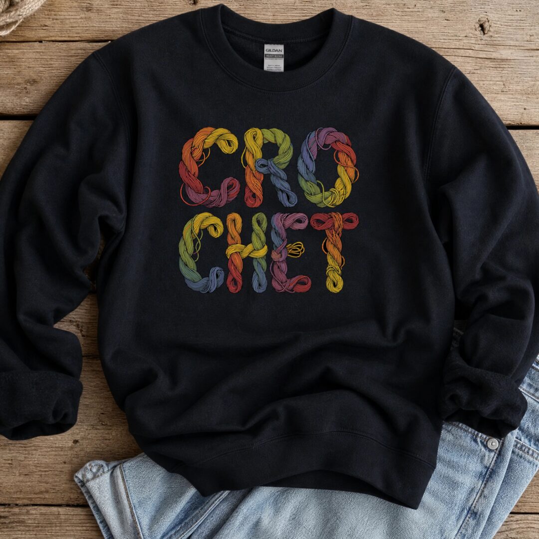 Crochet Skeins Sweatshirt Black t-shirt