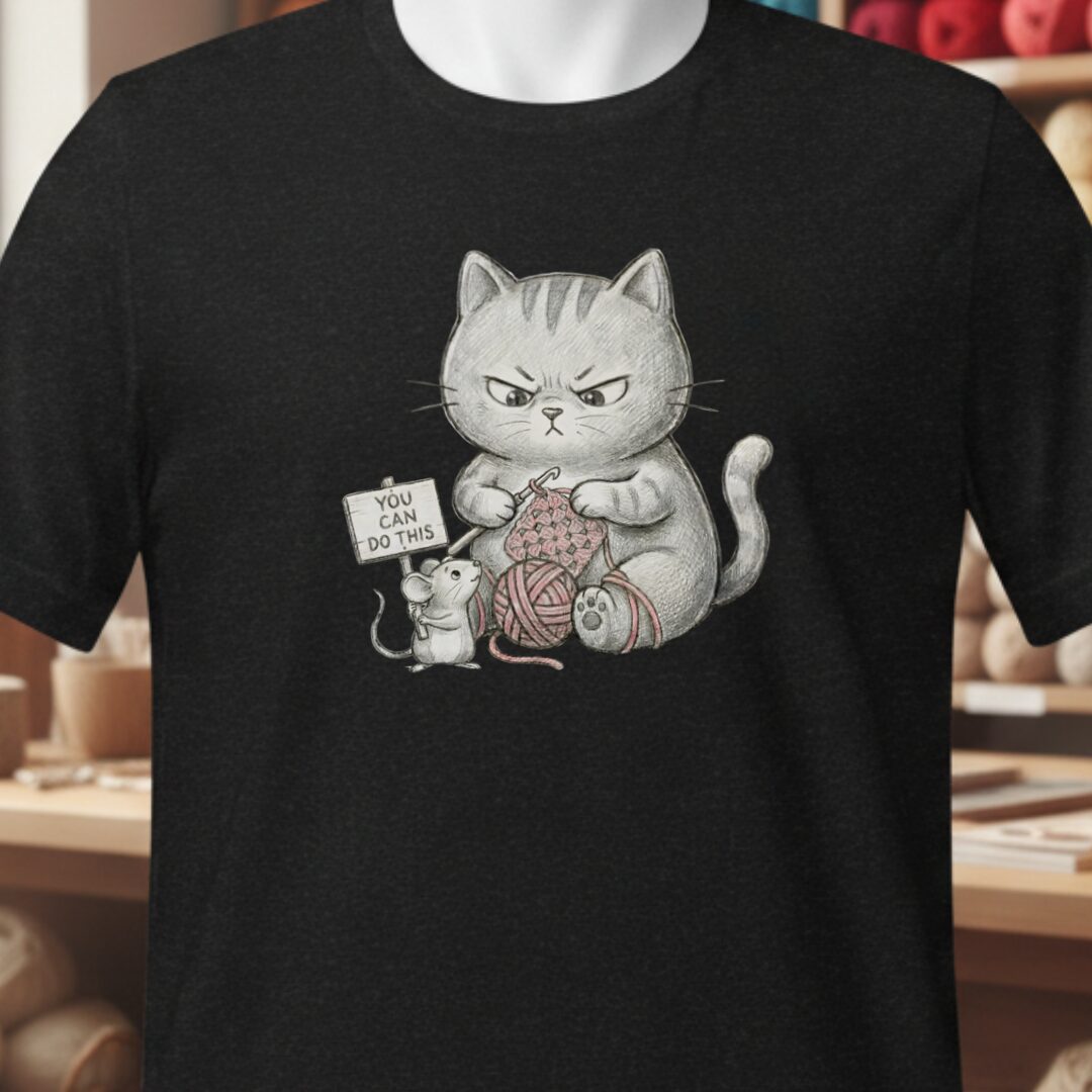 Crochet Support Mouse T-Shirt Black t-shirt