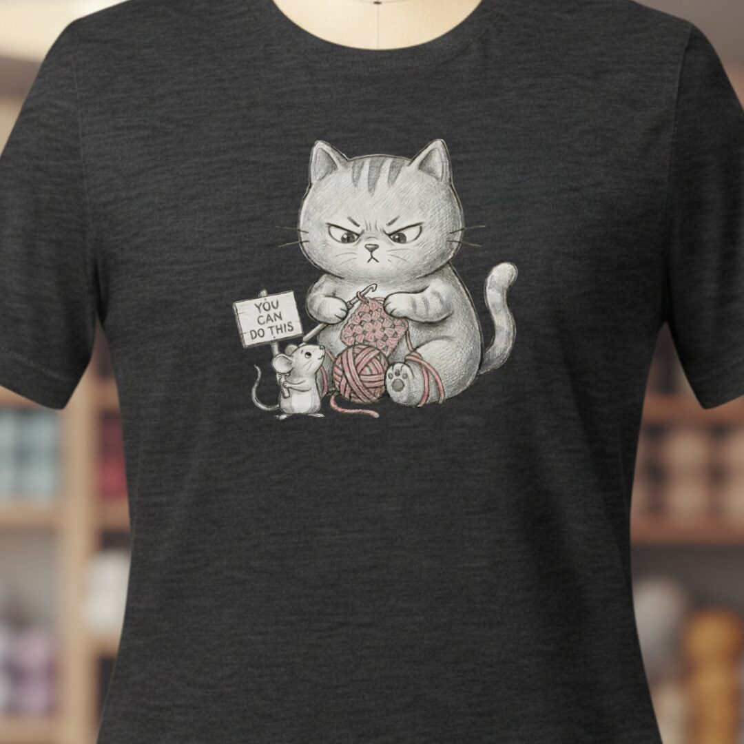 Crochet Support Mouse T-Shirt Dark Grey t-shirt