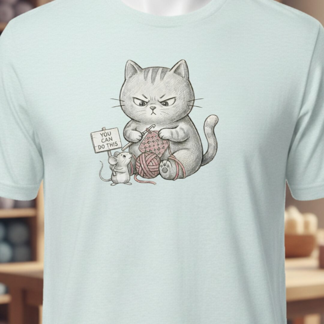 Crochet Support Mouse T-Shirt Ice Blue t-shirt