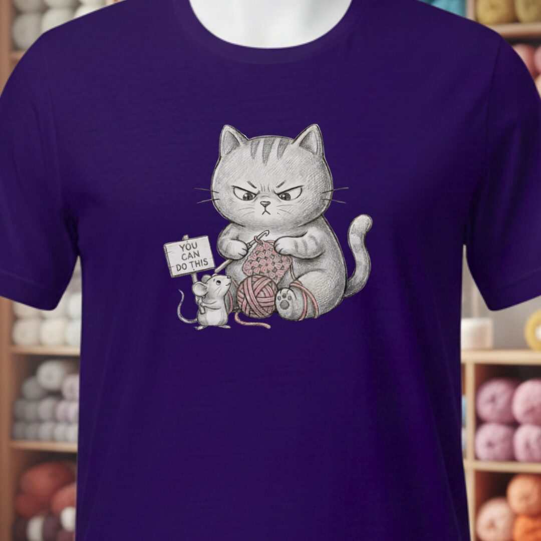 Crochet Support Mouse T-Shirt Purple t-shirt