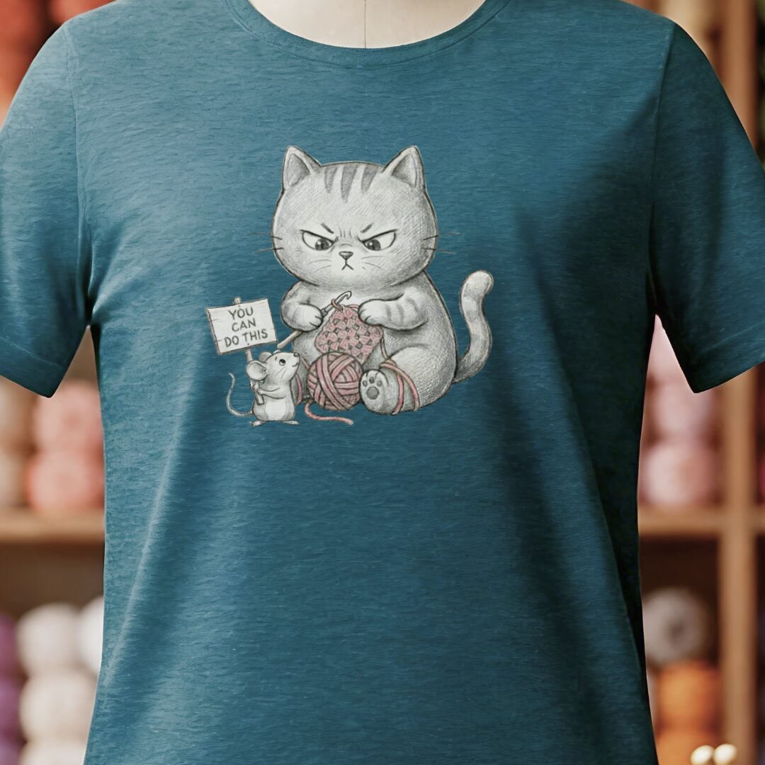Crochet Support Mouse T-Shirt Teal Blue t-shirt