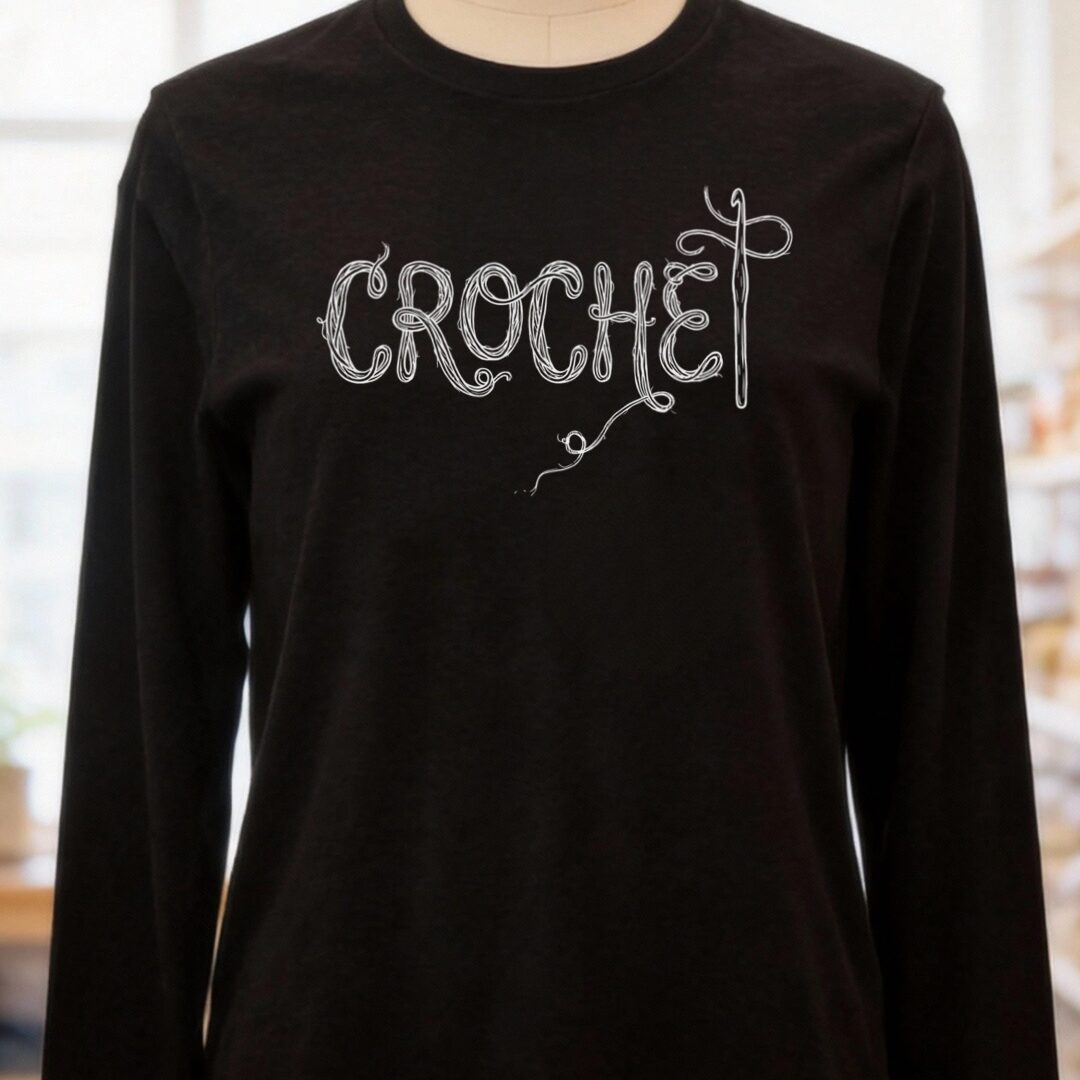 Crochet Text Black Long Sleeve Tee.jpg