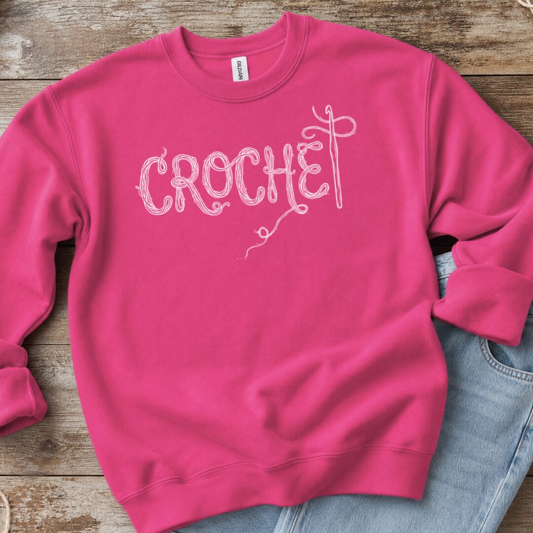 Crochet Text Bright Pink Sweatshirt.jpg