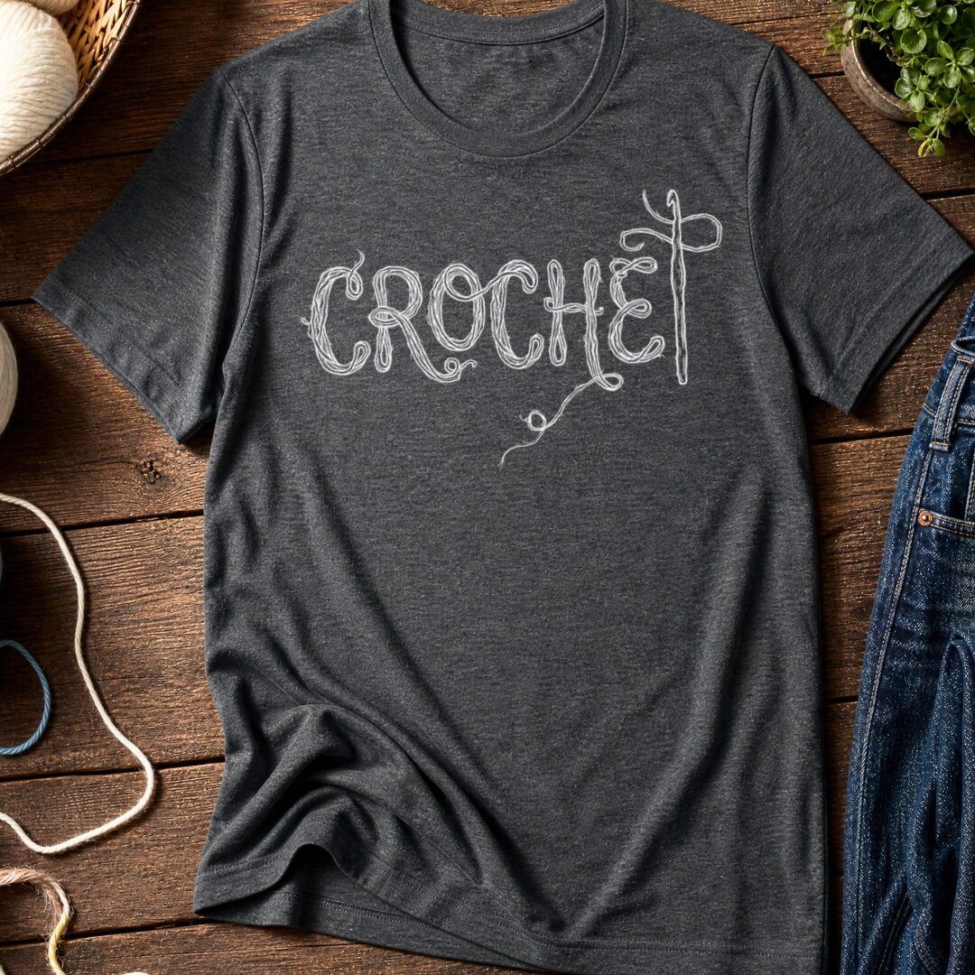 Crochet Text Dark Grey T-Shirt.jpg