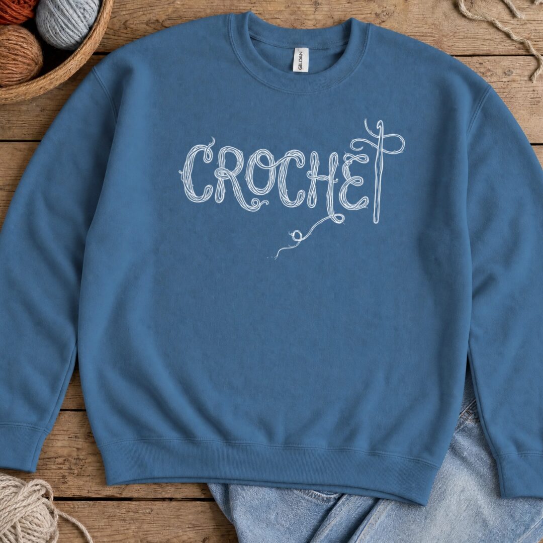 Crochet Text Indigo Blue Sweatshirt.jpg