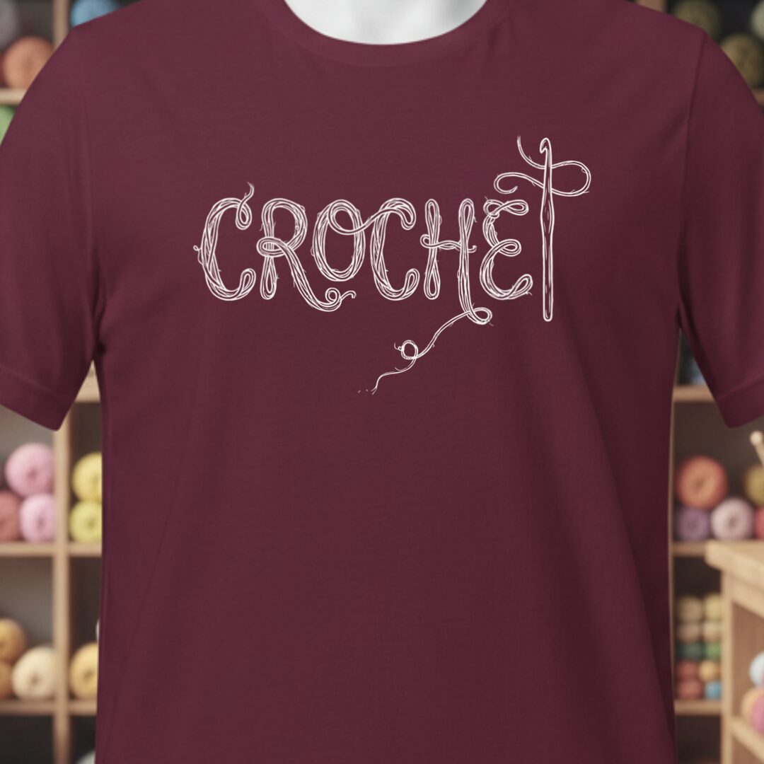 Crochet Text T-Shirt Maroon t-shirt