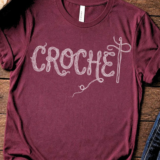 Crochet Text T-Shirt Maroon t-shirt