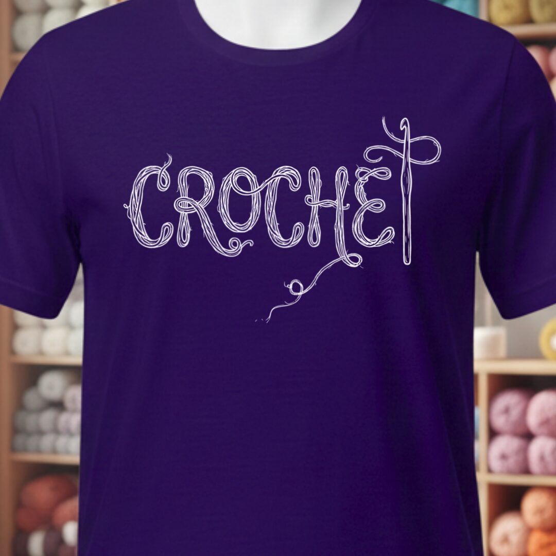Crochet Text T-Shirt Purple t-shirt