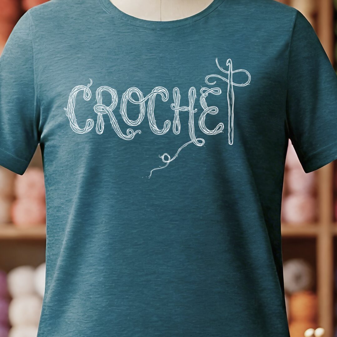 Crochet Text T-Shirt Teal Blue t-shirt