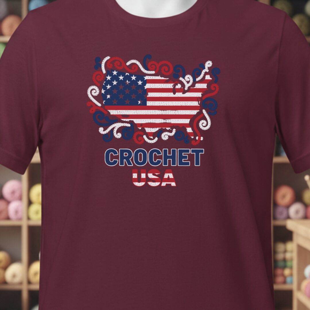 Crochet USA T-Shirt Maroon t-shirt