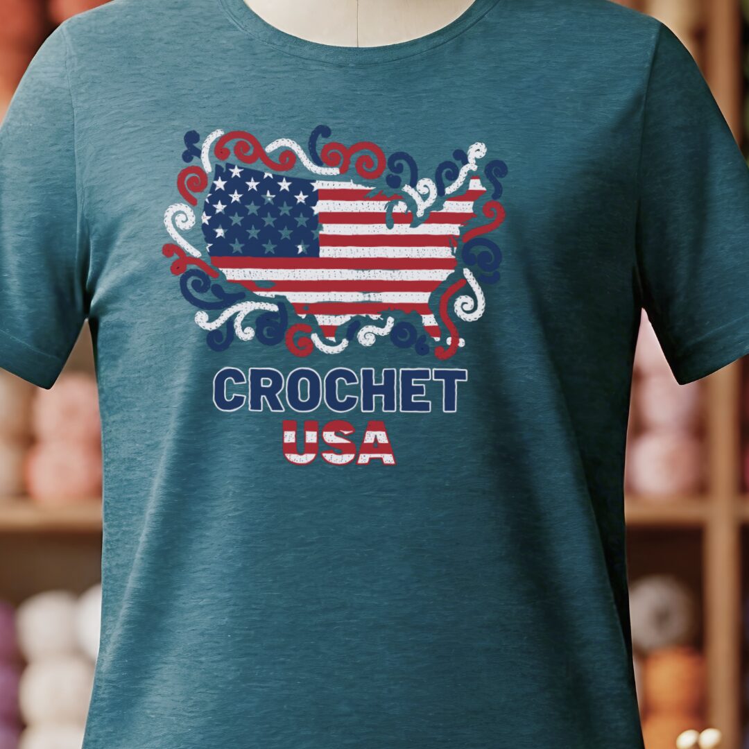 Crochet USA T-Shirt Teal Blue t-shirt