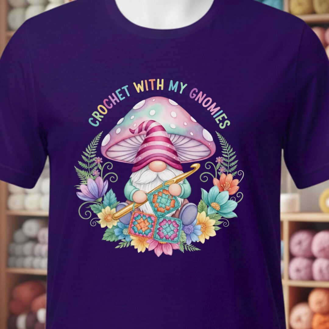 Crochet With My Gnomies T-Shirt Purple t-shirt