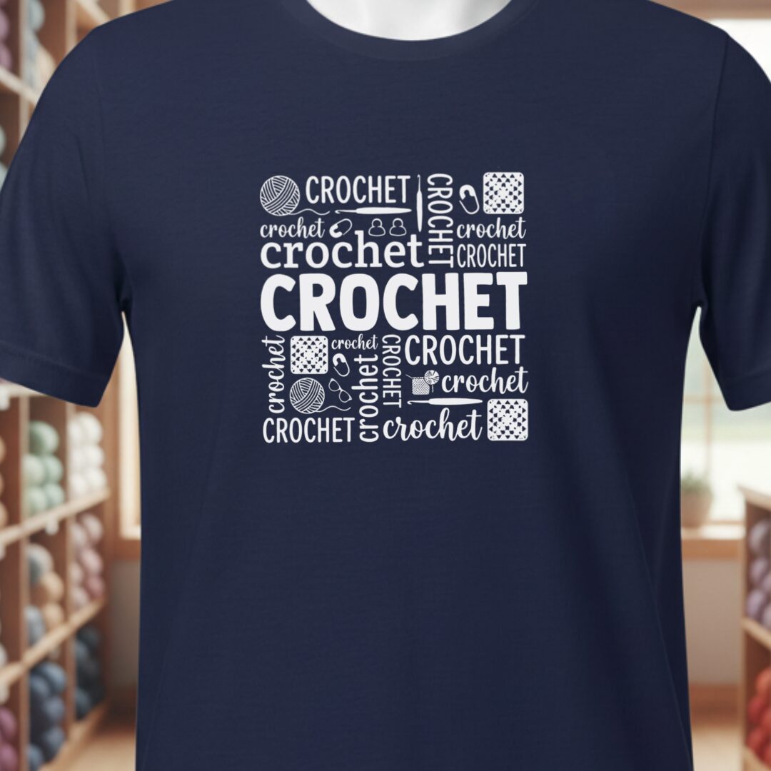 Crochet Word T-Shirt Navy t-shirt